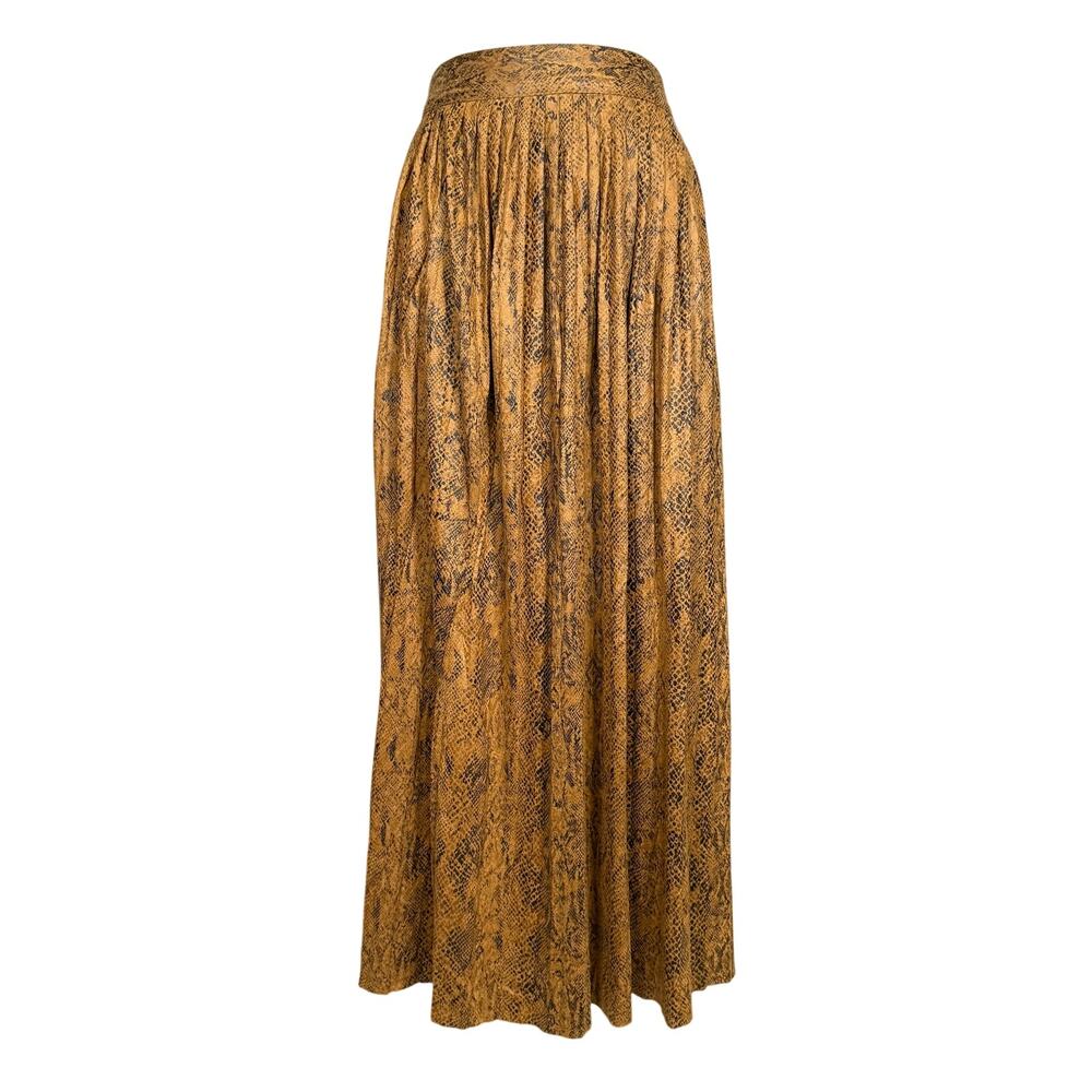 Zara Faux Leather Snakeskin Pleated Midi Skirt Womens Large Boho Bohemian